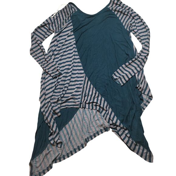 Free People FP Beach Womens Asymmetrical Tunic Top Striped Long Sleeve XS - Picture 1 of 8